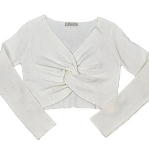 Active USA cropped long‎ sleeve sweater size S White